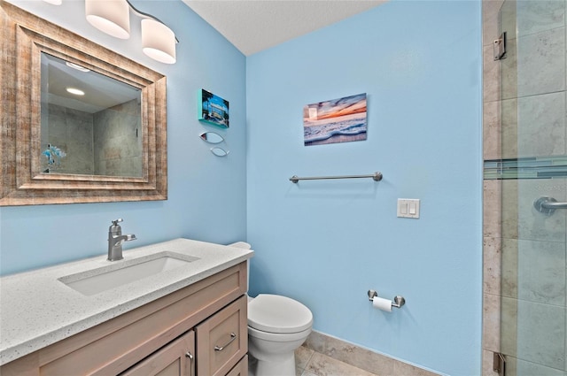 5806 Gulf Dr Unit 201S, Holmes Beach, FL 34217 - bathroom featuring vanity, a tile shower, and tile patterned flooring