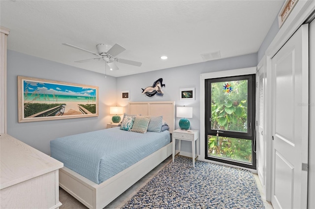 5806 Gulf Dr Unit 201S, Holmes Beach, FL 34217 - bedroom with recessed lighting and a ceiling fan