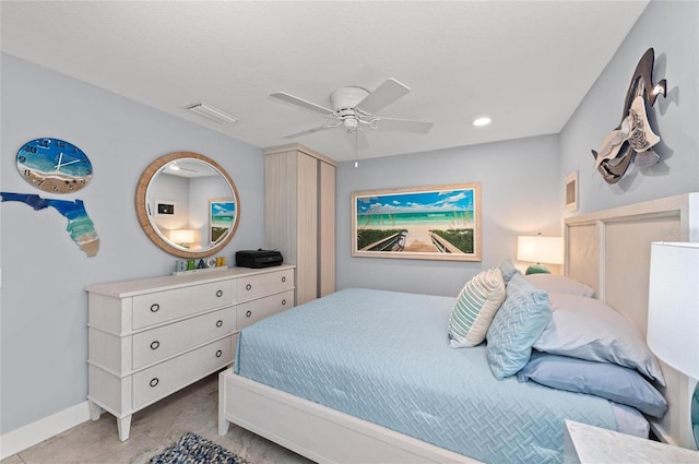 5806 Gulf Dr Unit 201S, Holmes Beach, FL 34217 - bedroom featuring ceiling fan and recessed lighting