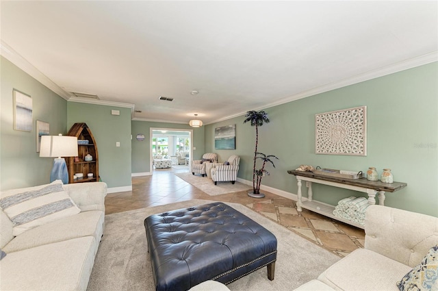 4508 Mangrove Point Rd, Bradenton, FL 34210 - tiled living area with crown molding and baseboards