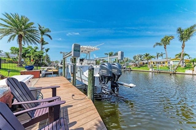 4508 Mangrove Point Rd, Bradenton, FL 34210 - dock area with boat lift and a water view