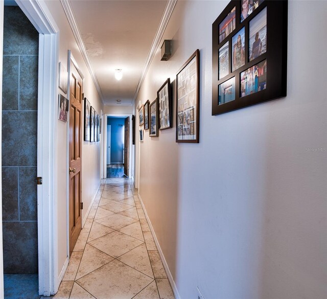 2216 Lake Shore Dr, Nokomis, FL 34275 - hallway with ornamental molding and baseboards