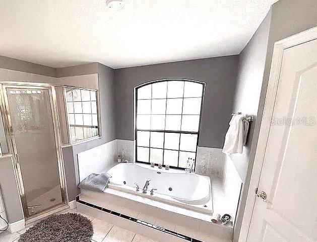 11315 Cypress Shore Ct, Clermont, FL 34711 - bathroom with a whirlpool tub, a shower stall, and tile patterned flooring