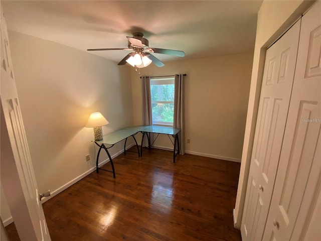 1616 NW 39th Ave, Gainesville, FL 32605 - unfurnished bedroom featuring wood finished floors, a closet, and ceiling fan