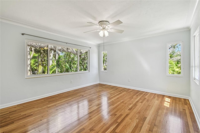 3001 Bay Shore Cir, Sarasota, FL 34234 - spare room featuring plenty of natural light, crown molding, baseboards, and light wood-type flooring