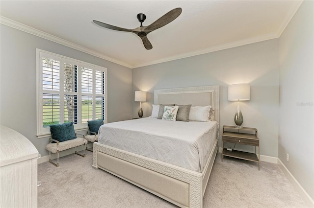 13609 Messina Loop Unit 104, Bradenton, FL 34211 - bedroom featuring carpet floors, ornamental molding, baseboards, and ceiling fan