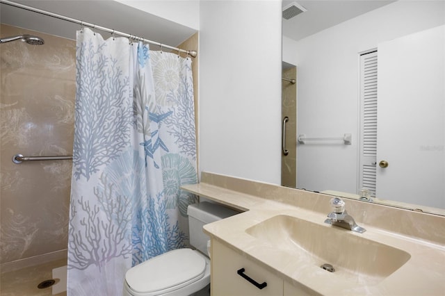 3362 Sandleheath Unit 12, Sarasota, FL 34235 - bathroom with vanity, toilet, and a shower with curtain