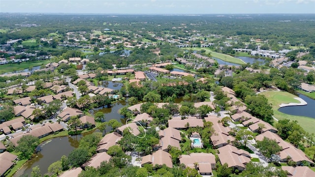 3362 Sandleheath Unit 12, Sarasota, FL 34235 - aerial view of property's location featuring nearby suburban area, a nearby body of water, and a golf club