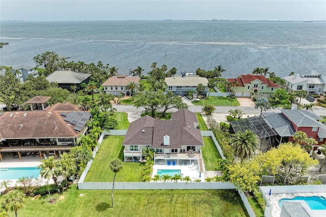 3903 Bayside Dr, Bradenton, FL 34210 - aerial view of residential area with a pool area and a large body of water