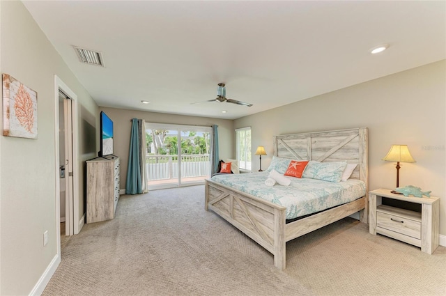 3903 Bayside Dr, Bradenton, FL 34210 - bedroom with access to outside, carpet, baseboards, and recessed lighting
