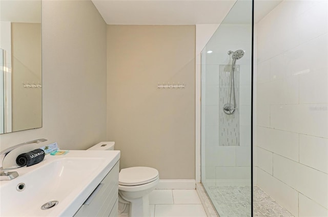 3903 Bayside Dr, Bradenton, FL 34210 - full bathroom featuring walk in shower, toilet, tile patterned flooring, and vanity