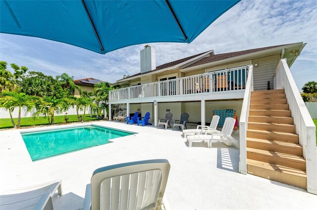 3903 Bayside Dr, Bradenton, FL 34210 - outdoor pool with stairs and a patio area