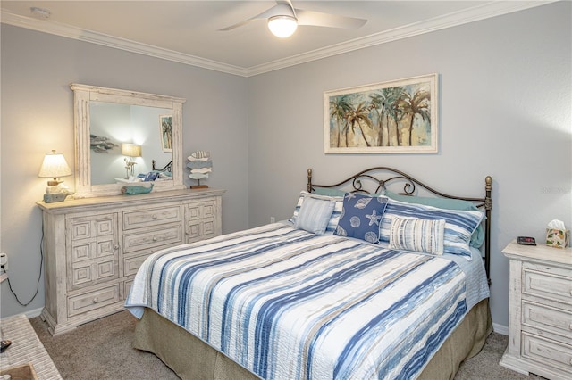 7005 River Hammock Dr Unit 303, Bradenton, FL 34212 - carpeted bedroom with ornamental molding, a ceiling fan, and baseboards
