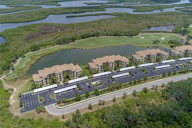7005 River Hammock Dr Unit 303, Bradenton, FL 34212 - aerial view of property and surrounding area featuring a nearby body of water and a local golf course