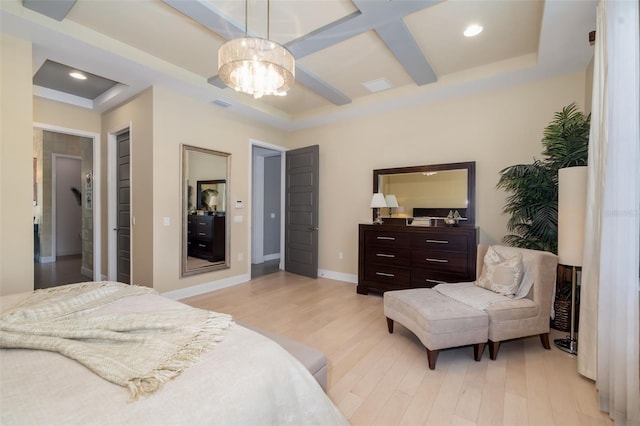 826 Honeyflower Loop, Bradenton, FL 34212 - bedroom with light wood finished floors, a chandelier, and recessed lighting
