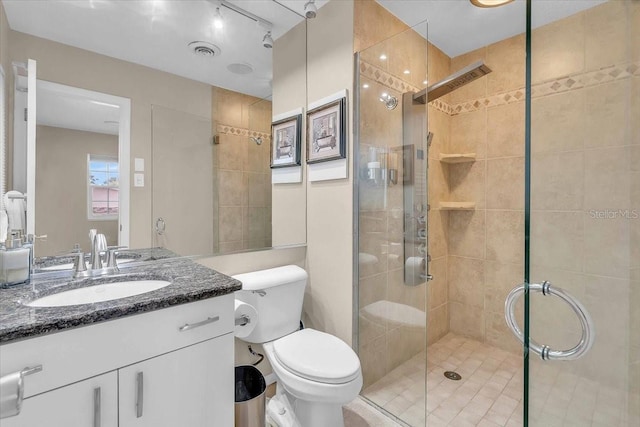 6731 Washington Pl, Bradenton, FL 34207 - bathroom featuring vanity, a shower stall, and toilet