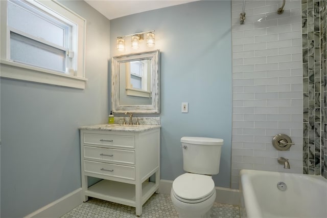 480 28th Ave N, Saint Petersburg, FL 33704 - bathroom with vanity, baseboards, tile patterned floors, toilet, and tub / shower combination