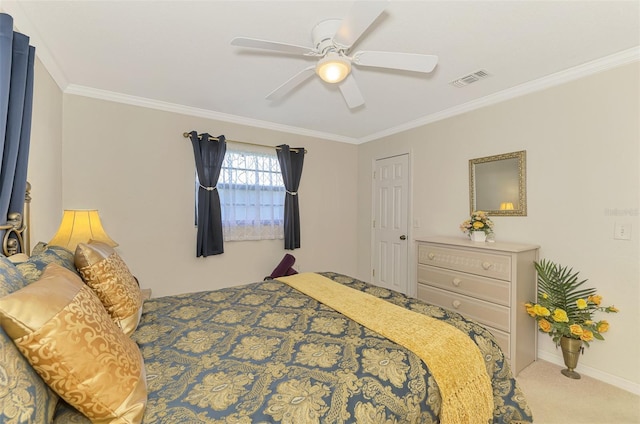 74 Windsor Dr, Englewood, FL 34223 - carpeted bedroom with ornamental molding and ceiling fan