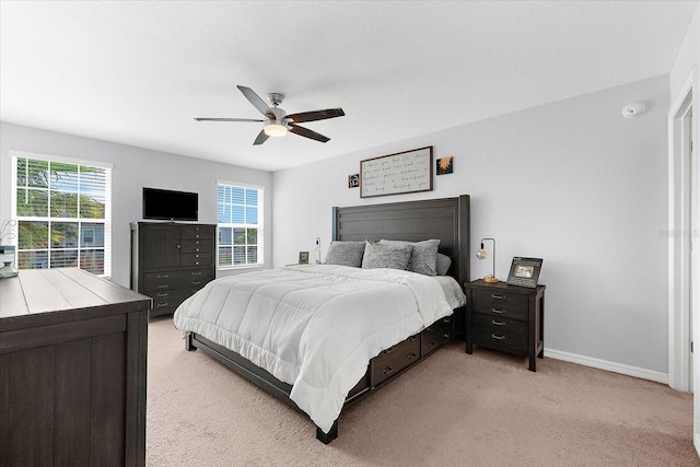 4644 Vignette Way, Sarasota, FL 34240 - bedroom featuring light colored carpet and a ceiling fan