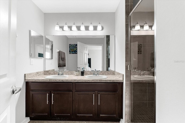 4644 Vignette Way, Sarasota, FL 34240 - bathroom with double vanity and a shower stall