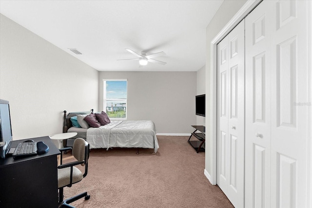 4644 Vignette Way, Sarasota, FL 34240 - bedroom featuring carpet flooring, a closet, a ceiling fan, and an office area