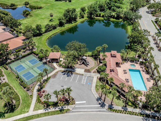 673 Crane Prairie Way, Osprey, FL 34229 - bird's eye view of a large body of water and a pool