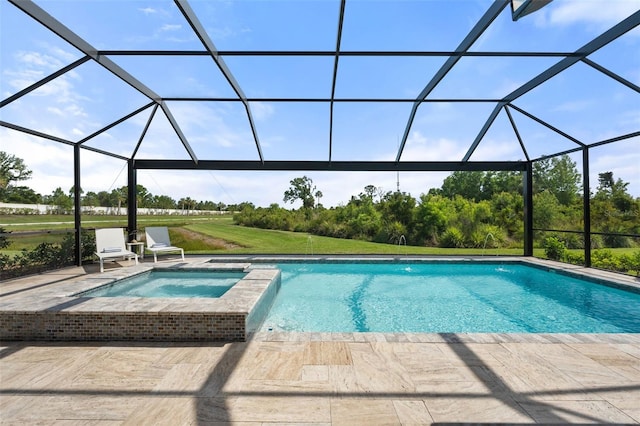 15316 Shady Palms Ln, Nokomis, FL 34275 - view of pool with a lanai, a patio, and a pool with connected hot tub