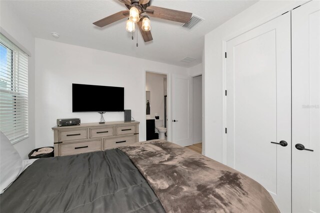 17333 Savory Mist Cir, Bradenton, FL 34211 - bedroom featuring a ceiling fan and ensuite bathroom