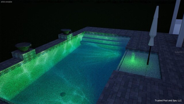 17333 Savory Mist Cir, Bradenton, FL 34211 - view of swimming pool with a hot tub