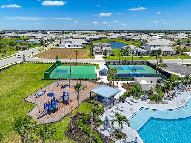 17333 Savory Mist Cir, Bradenton, FL 34211 - aerial view of residential area with a pool