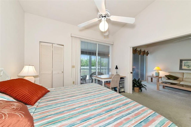 1316 Perico Point Cir, Bradenton, FL 34209 - bedroom with access to outside, carpet, a closet, and a ceiling fan