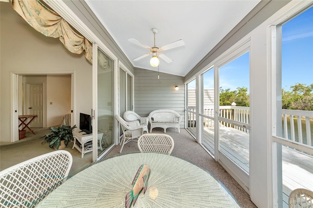 1316 Perico Point Cir, Bradenton, FL 34209 - sunroom / solarium featuring ceiling fan, plenty of natural light, and vaulted ceiling