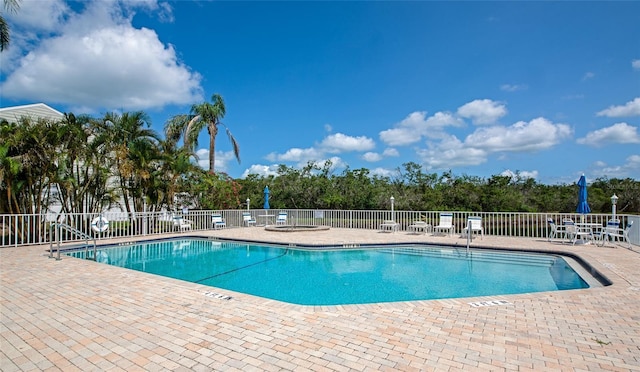 1316 Perico Point Cir, Bradenton, FL 34209 - community pool featuring a patio area and view of scattered trees