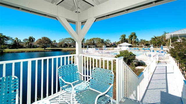 1316 Perico Point Cir, Bradenton, FL 34209 - balcony with ceiling fan and a water view