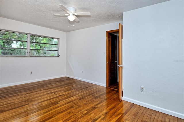 1354 22nd St, Sarasota, FL 34234 - empty room with wood-type flooring, a ceiling fan, and a textured ceiling
