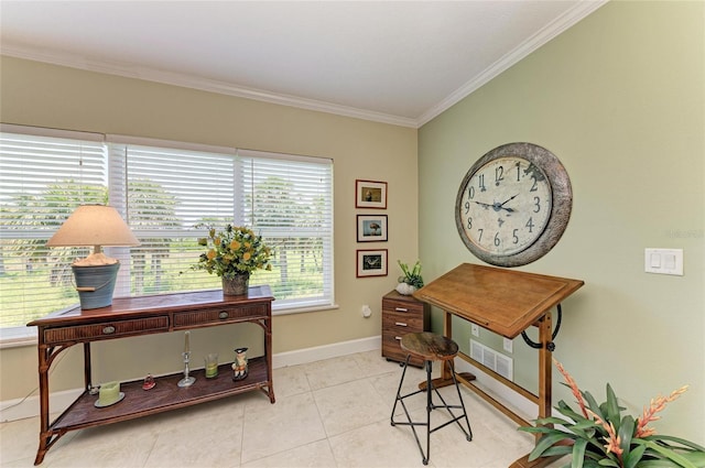 7820 34th Ave W Unit 102, Bradenton, FL 34209 - home office with ornamental molding and light tile patterned floors