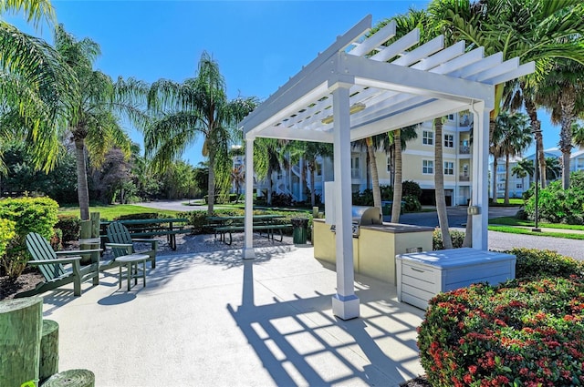 7820 34th Ave W Unit 102, Bradenton, FL 34209 - view of patio / terrace featuring a pergola and area for grilling