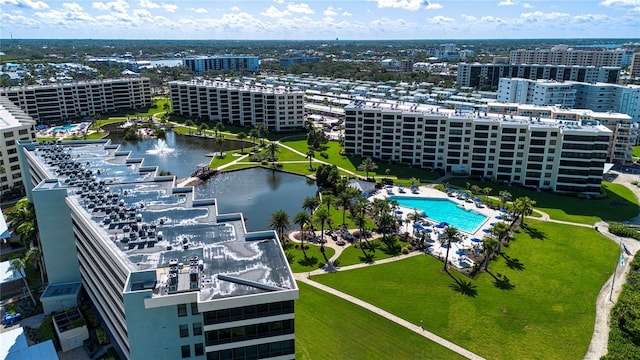 5750 Midnight Pass Rd Unit 203, Sarasota, FL 34242 - view of urban area with a pool area and a large body of water