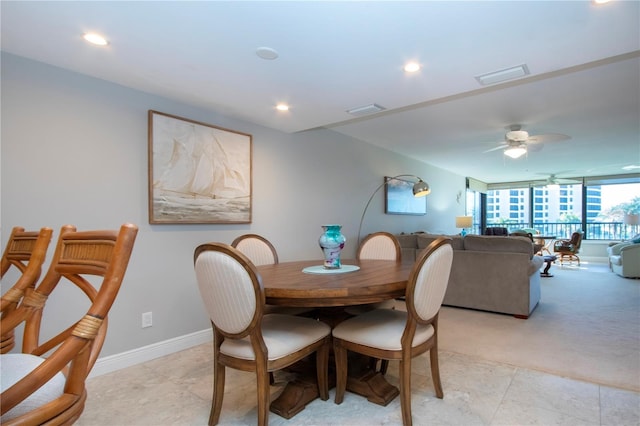 5750 Midnight Pass Rd Unit 203, Sarasota, FL 34242 - dining room with ceiling fan and recessed lighting