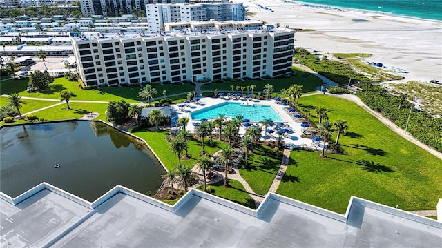 5750 Midnight Pass Rd Unit 203, Sarasota, FL 34242 - bird's eye view of extended coastline and a pool