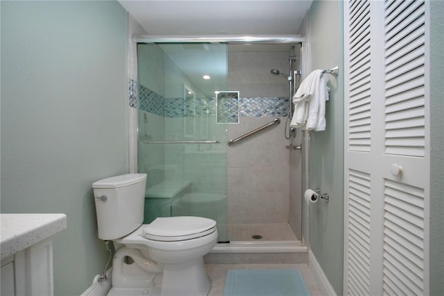 5750 Midnight Pass Rd Unit 203, Sarasota, FL 34242 - bathroom featuring a shower stall and tile patterned floors