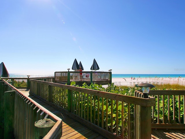 5880 Midnight Pass Rd Unit 202, Sarasota, FL 34242 - deck featuring view of water and beach