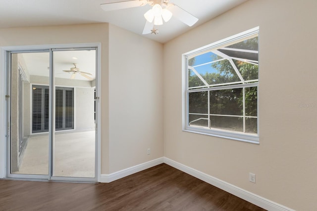4998 Cedar Oak Way, Sarasota, FL 34233 - spare room featuring ceiling fan and wood finished floors