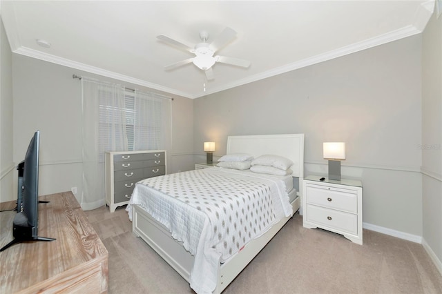 5604 Palmer Cir Unit 103, Bradenton, FL 34211 - bedroom with crown molding, ceiling fan, and light colored carpet