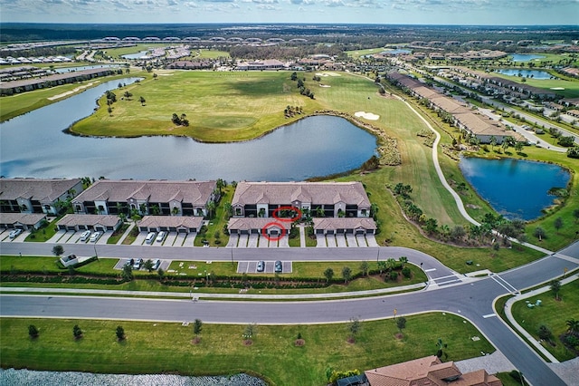 5604 Palmer Cir Unit 103, Bradenton, FL 34211 - aerial view of property's location featuring a nearby body of water, a golf course, and nearby suburban area