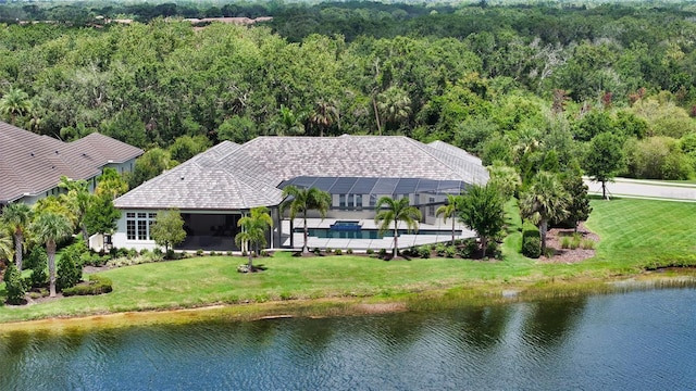 14665 Como Cir, Lakewood Ranch, FL 34202 - view from above of property with a heavily wooded area and a large body of water
