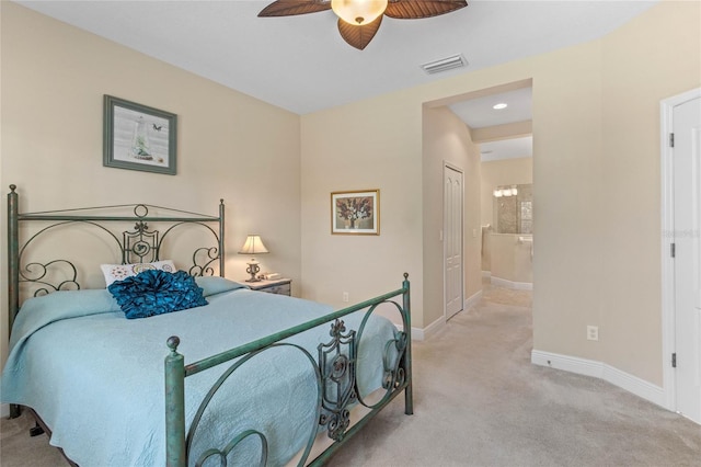2070 Crystal Lake Trl, Bradenton, FL 34211 - bedroom featuring light carpet and a ceiling fan