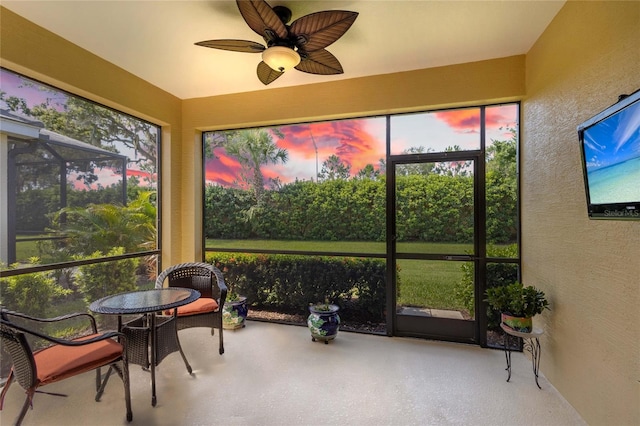 2070 Crystal Lake Trl, Bradenton, FL 34211 - sunroom featuring a ceiling fan and healthy amount of natural light
