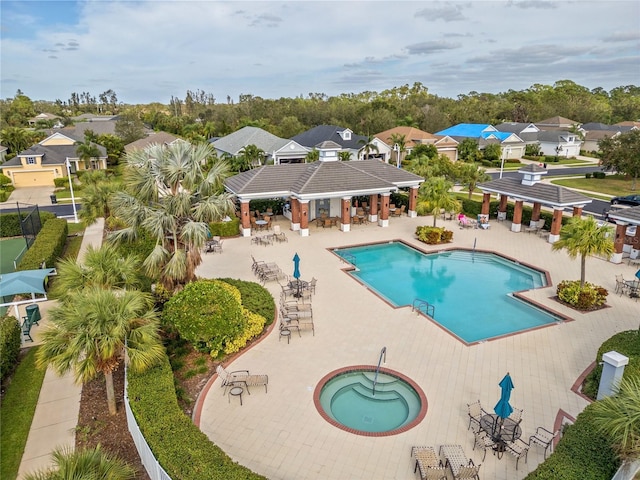2070 Crystal Lake Trl, Bradenton, FL 34211 - community pool featuring a patio area and a residential view