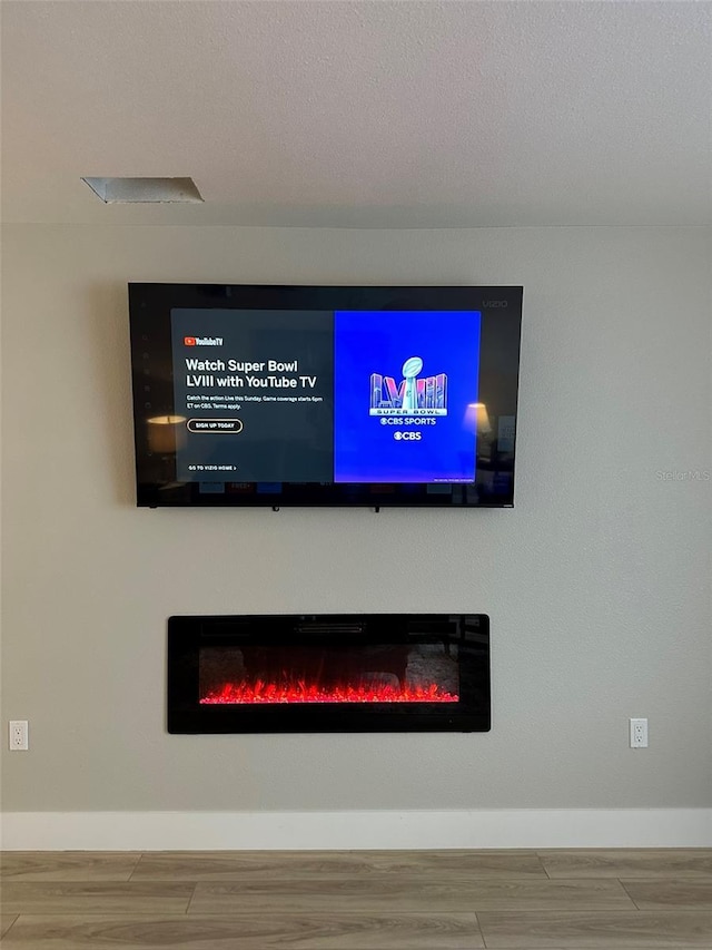 1840 3rd Ave E, Bradenton, FL 34208 - detailed view of a glass covered fireplace and wood finished floors
